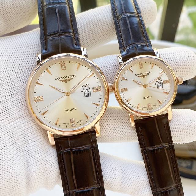 白皮 玫 钢带加20 实物拍摄 品牌 浪琴-Longines 类型 情侣对表 表壳 316精钢 做工优质 表带 进口小牛皮 316精钢