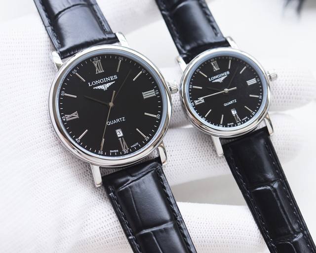 白壳 金壳 钢带20 品牌：浪琴-Longines 类型：情侣腕表 壳套：顶级版316精钢L 表带：进口小牛皮表带 316L精钢表带 机芯：进口石英机芯 镜面：