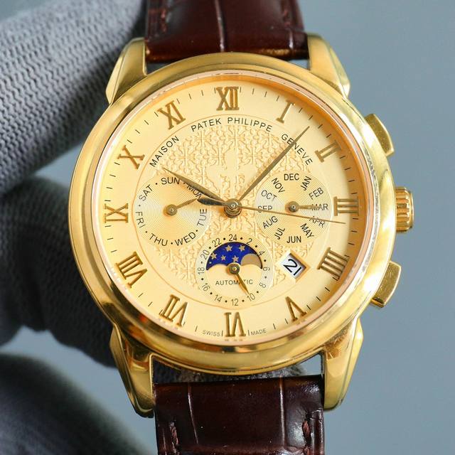 白1 金 2021最新款式 百达翡丽 实拍图 Patek Philippe 贵族的艺术品 搭配进口9 功能机芯 0返修 功能 24小时,星期 星辰 月份 进口3