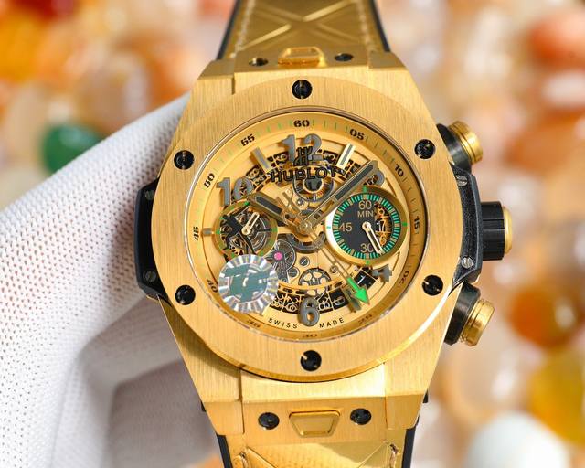 宇舶 恒宝 Hublot 英勇无畏 拳拳出击 简称 Hub 恒宝 Bigbang大爆炸元素材料计时码表v2版表壳采用进口316精钢材料 设计感爆炸搭载7750改