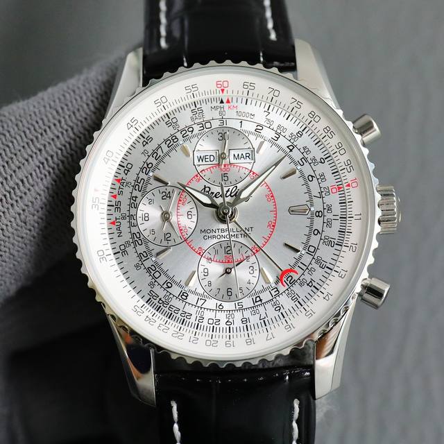 百年灵breitling 蒙柏朗计时系列a21033012重磅来袭 1这款复杂多功能计时腕表 有日历 月份 星期 24小时显示 计时功能等 盘面凌厉 读时清晰