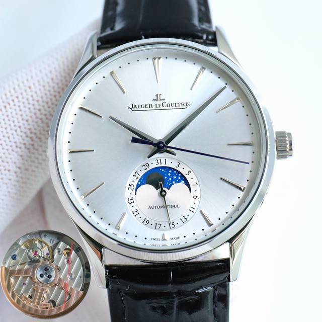 白 玫 满天星月 升级版 Jaeger-Lecoultre Master Ultra Thin Moon积家超薄月相大师系列39Mm腕表 简洁的线条设计 赏心悦