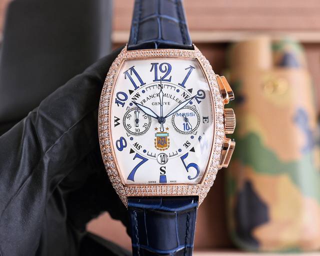 白光壳 玫+20 雕花壳+20 钻圈+ 法兰克穆勒 Franck Muller 40*52Mm 酒桶型壳身 日本多功能石英机芯 头层小牛皮表带原装针扣 独特的f