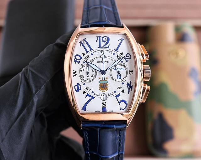 白光壳 玫+20 雕花壳+20 钻圈+ 法兰克穆勒 Franck Muller 40*52Mm 酒桶型壳身 日本多功能石英机芯 头层小牛皮表带原装针扣 独特的f