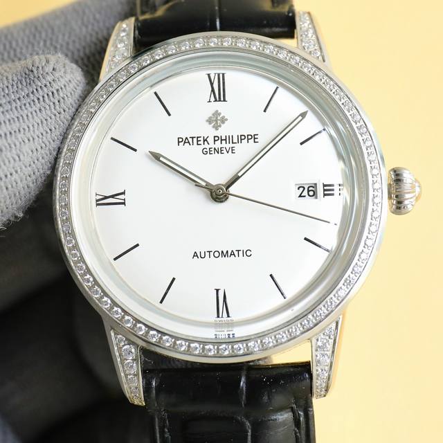 白 金 百达翡丽-Patek Philippe-火热新款式 新款锅盖 耗时长达8个月 超薄男士自动机械腕表 采用进口原装9015机芯 每小时振频28800次 零