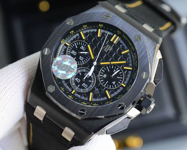 同价 Hbf 最新款爱彼 陶瓷圈口版本爱彼audemars Piguet 皇家橡树离岸型限量多功能计时机械腕表 尺寸44Mm17Mm 圈口 圈口是与原装一致采用