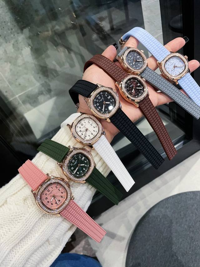 白 金 钻10 百达翡丽 Patek Philippe-最新手雷腕表独家首发原装进口石英机芯矿物质玻璃镜面 316精钢表壳表盘镶钻高端大气直径女35.6X7.7