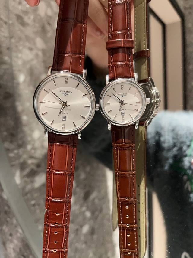 白 -金 钢带+20 最新经典浪琴-Longines 情侣对表 原装进口石英机芯 钢化玻璃 316L精钢表壳 直径男40Mm女30Mm 厚8Mm如果今天的阳光停