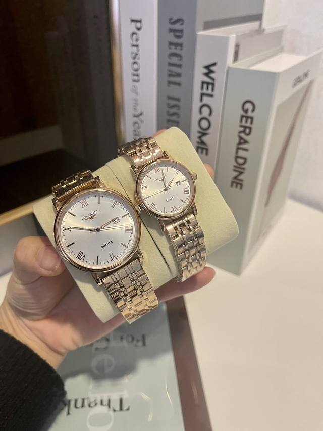 白壳 玫 钢带加20 实物拍摄 品牌 浪琴-Longines 类型 情侣对表 表壳 316精钢 做工优质 表带 进口小牛皮 316精钢 两种可选 机芯 进口石英