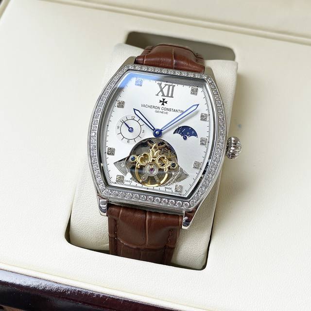 统一 全新风格 典雅大气 江诗丹顿-Vacheron Constsntin 男士腕表 全自动机械机芯 矿物强化玻璃 316L精钢表壳 真皮表带 时尚休闲 商务必