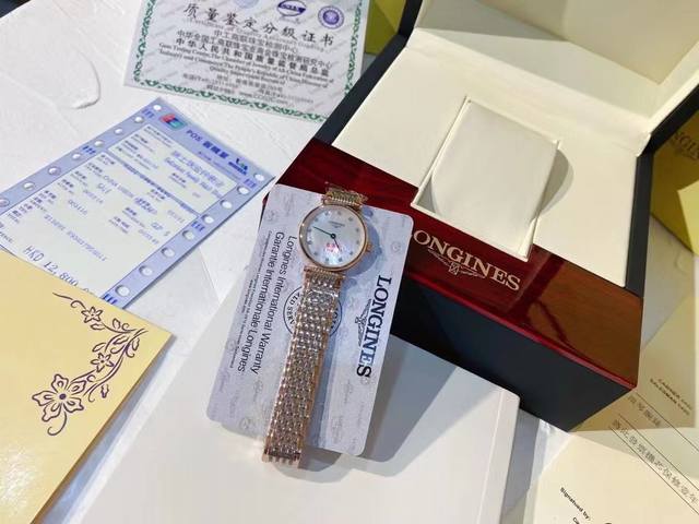 配图片包装35 Longines -浪琴 嘉岚 系列 到货顶级品质 超薄款 瑞士石英机芯 蓝宝石镜面 天然贝壳面 精钢表带 专柜同步发售 超级百搭 尺寸 28M