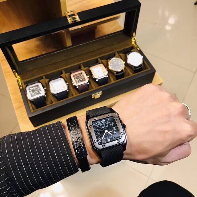 卡地亚 山度士 Cartier316钢壳 山度士进口石英机芯镀膜玻璃镜面男装 39Mm 男神必备 时尚 帅气 你值得拥有