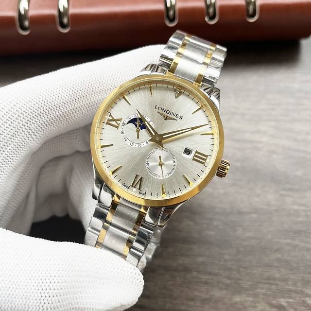 白 -金 钢带+20 浪琴-Longines 精品男士腕表尊贵大气 绅士风范 卓越品质 热卖全城 采用全自动机械机芯 顶级316精钢表壳 矿物质超强镜面 尺寸4