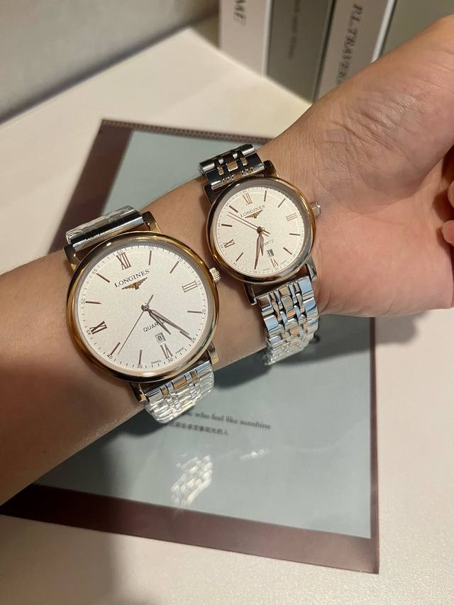 白皮160.金180钢20浪琴-Longines 情侣对表 原装进口石英机芯 316L精钢表壳 直径男39Mm女29Mm 厚8Mm如果今天的阳光停止了它耀眼的光