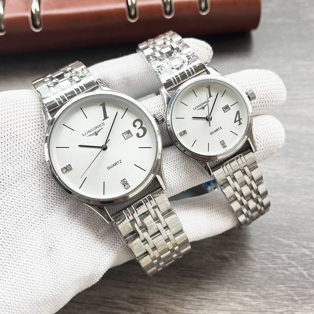 白160金190钢带+20 最新经典浪琴-Longines 情侣对表 原装进口石英机芯 钢化玻璃 316L精钢表壳 直径男40Mm女30Mm 厚8Mm如果今天的