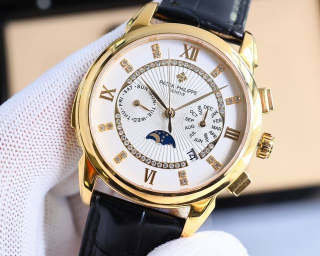 白 -金 百达翡丽复杂功能计时系列上市 Patek Philippe 贵族的艺术品 搭配进口9100多功能机芯 0返修 功能 24小时,星期 星辰 月份 进口3