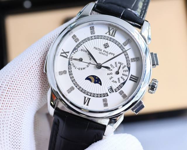 白 -金 百达翡丽复杂功能计时系列上市 Patek Philippe 贵族的艺术品 搭配进口9100多功能机芯 0返修 功能 24小时,星期 星辰 月份 进口3