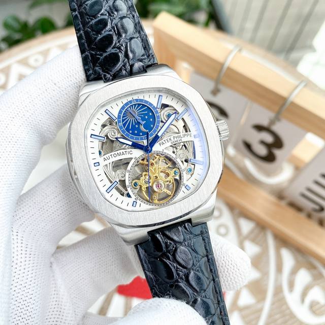 白 -金 钢带+20 百达翡丽 Patek.Philippe 精品男士腕表 多功能镂空设计 尊贵大气 绅士风范 卓越品质 热卖全城 采用全自动机械机芯 顶级31