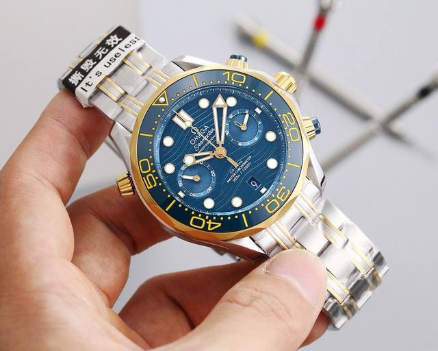 Sj出品 胶带白壳 金壳 钢带100 欧米茄 Omega 海马系列ho1 全新海系马列300M计时士男腕表 市面目前高最版本的计时腕表 1:表壳拉身砂细腻洁白光