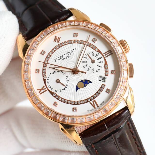 Sj出品 白壳 金壳 Pp最新款式 百达翡丽 Patek Philippe R68搭配进口9100多功能机芯 零返修 功能 24小时,星期 星辰 月份 进口31