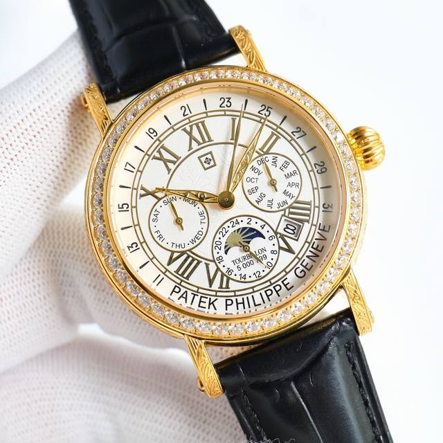 Sj出品 白壳 金壳 钻50 百达翡丽 Patek Philippe 复杂功能系列-Rp6 纯手工-雕花腕表-惊艳登场 Pp 42毫米的表径适配大众男性手寸 非