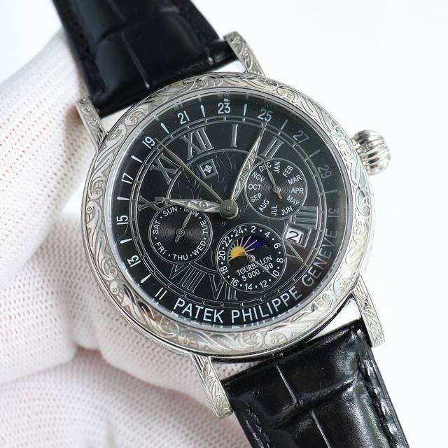 Sj出品 白壳 金壳 钻50 百达翡丽 Patek Philippe 复杂功能系列-Rp6 纯手工-雕花腕表-惊艳登场 Pp 42毫米的表径适配大众男性手寸 非