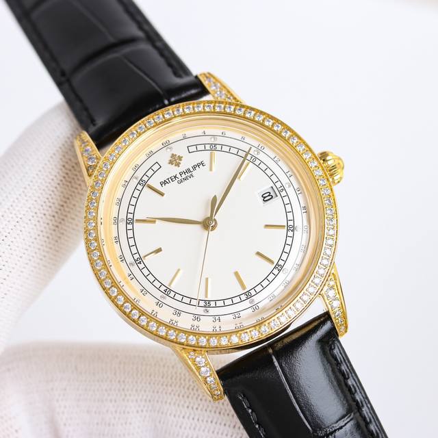 简约大气 白钻壳 金玫钻壳 百达翡丽-Patek Philippe-火热新款式，新款锅盖，耗时长达8个月！超薄男士自动机械腕表，采用进口原装9015机芯，每小时