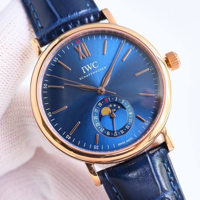 顶级复刻 白壳 金壳 新品 Iwc 万国 柏涛菲诺系列lz2 腕表，指针式日期腕表，万国月相系列.男士腕表，搭载精准瑞士eta2824-10机芯 6字位真日历与