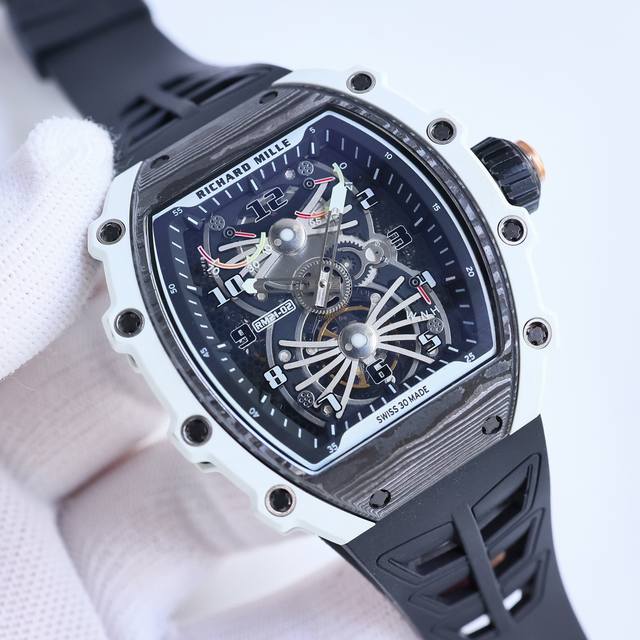 顶级复刻 Richard Mille 理查米尔 Rm21-01系列 Rm8 搭载全自动进口机械机芯 尺寸40X50X16Mm 碳纤维材质打造的表圈和表柱作为架构