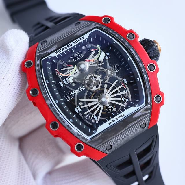 顶级复刻 Richard Mille 理查米尔 Rm21-01系列 Rm8 搭载全自动进口机械机芯 尺寸40X50X16Mm 碳纤维材质打造的表圈和表柱作为架构