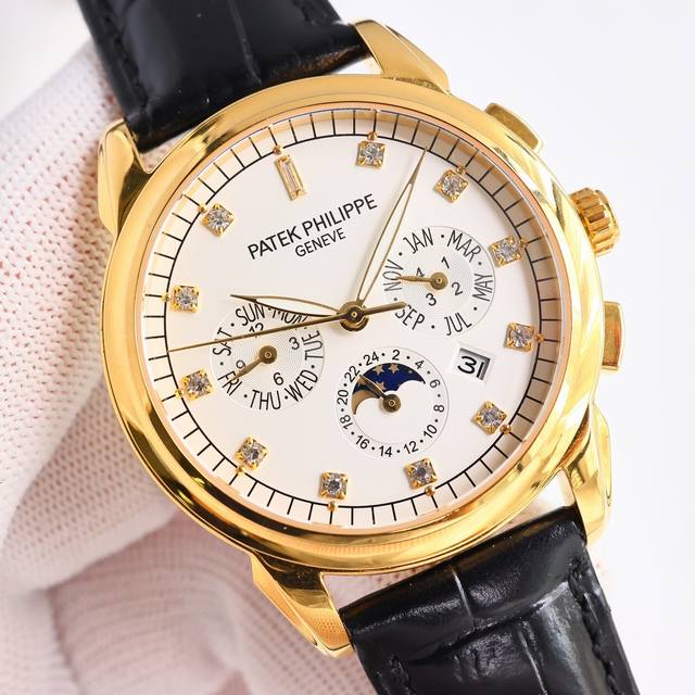 顶级复刻 白壳 金壳 百达翡丽 Patek Philippe Mr2 复杂功能腕表，典雅高贵，Pp 搭配进口 0机芯 零返修 功能 24小时,星期，星辰，月份