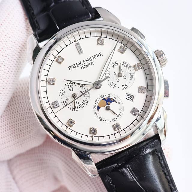 顶级复刻 白壳 金壳 百达翡丽 Patek Philippe Mr2 复杂功能腕表，典雅高贵，Pp 搭配进口 0机芯 零返修 功能 24小时,星期，星辰，月份