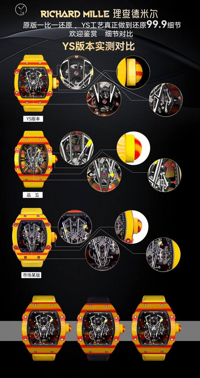 顶级复刻 Ys 里查德米尔红土之王rm2703 陀飞轮腕表 整表表壳采用tpt石英纤维，理查德 五级钛合金螺丝超轻体验 腕表直径:47.70×40.50毫米 表