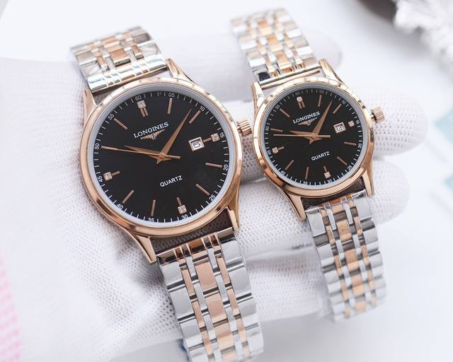 白壳 ，金壳 ，钢带20 品牌：浪琴-Longines 类型：情侣腕表 壳套：顶级版316精钢l 表带：进口小牛皮表带 316L精钢表带 机芯：进口石英机芯 镜