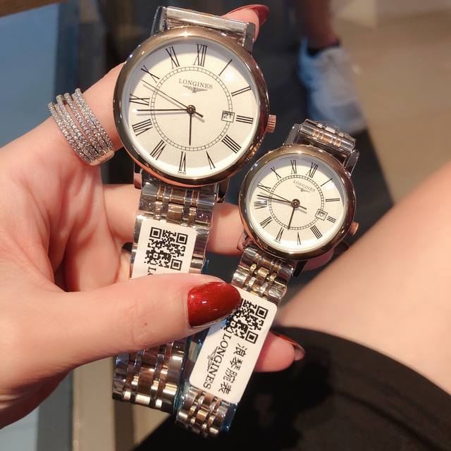 经典罗马字面，销量冠军 Longines 浪琴博雅系列情侣对表：男39Mm 女29Mm经典设计，和流利线条的完美化身，彰显着浪琴的典型特质，诠释着优雅定义进口石