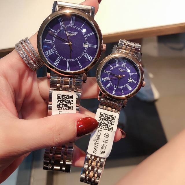 经典罗马字面，销量冠军 Longines 浪琴博雅系列情侣对表：男39Mm 女29Mm经典设计，和流利线条的完美化身，彰显着浪琴的典型特质，诠释着优雅定义进口石