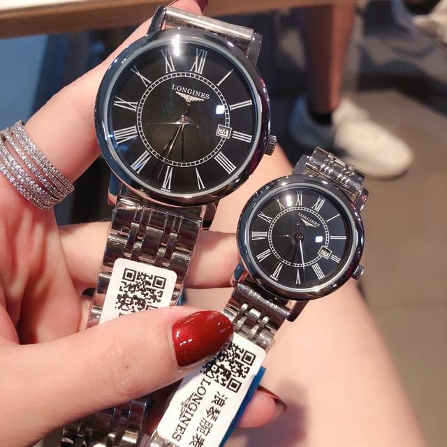 经典罗马字面，销量冠军 Longines 浪琴博雅系列情侣对表：男39Mm 女29Mm经典设计，和流利线条的完美化身，彰显着浪琴的典型特质，诠释着优雅定义进口石