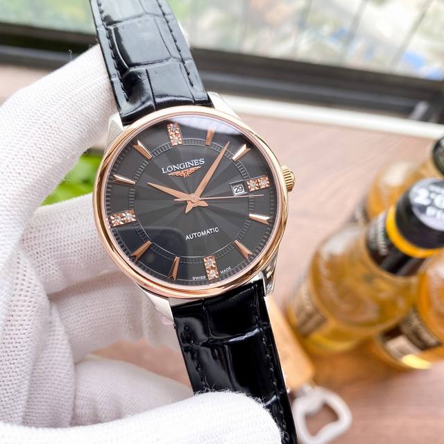 金白同价：皮带 ，钢带 品牌：浪琴-Longines 类型：男士腕表 壳套：顶级版316精钢l 表带：进口小牛皮表带 316L精钢表带 机芯：全自动机械机芯 镜