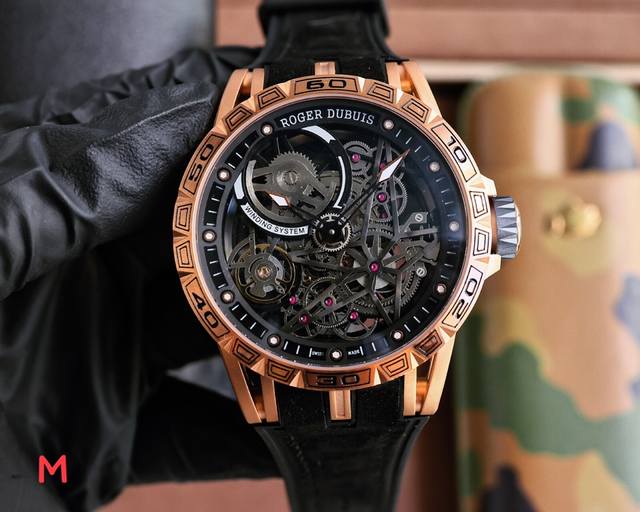 白壳 玫黑 罗杰 杜彼 Roger Dubuis 豪爵 Excalibur 王者系列 自动上链机芯，表壳：46毫米 , Sapphire Crystal Car