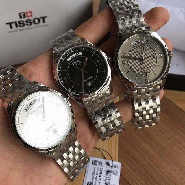 包装加30。Original Tissot,天梭经典唯意系列自动机械表，原厂配件搭载原装瑞士eta2834-2机芯，双历在目。蓝宝石玻璃，～39Mm表径 9.8