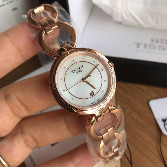 原盒:30 Original Tissot,全原天梭，T094佛拉明戈系列，简洁百搭女链表，原装瑞士eta石英机芯，全部原装配件组装~26Mm表径。一表一号，三