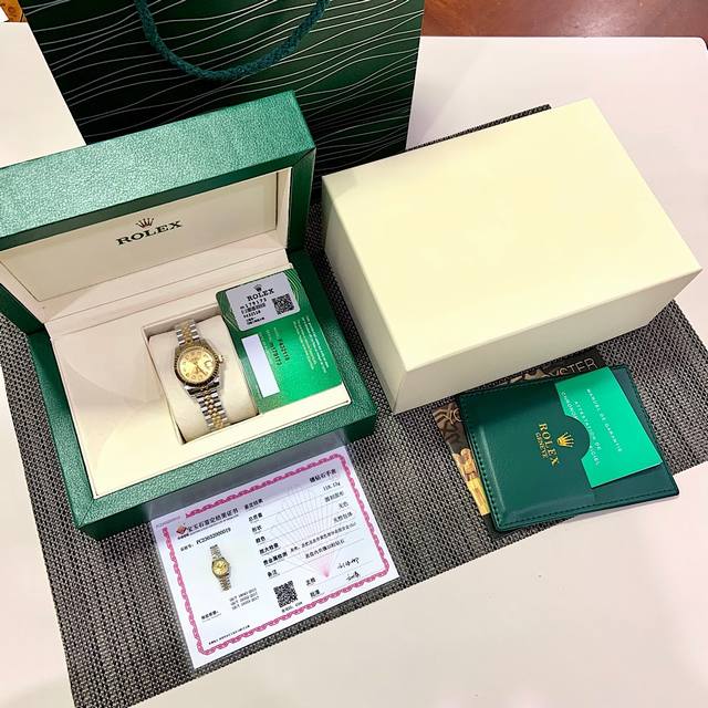 硬货独家首发！ Rolex- 劳力士日志型！28Mm最新款。真正的18K包真金，永不担心褪色现象！表盘镶嵌10颗天然真钻时标！持gtc中国权威认证证书，百分百真