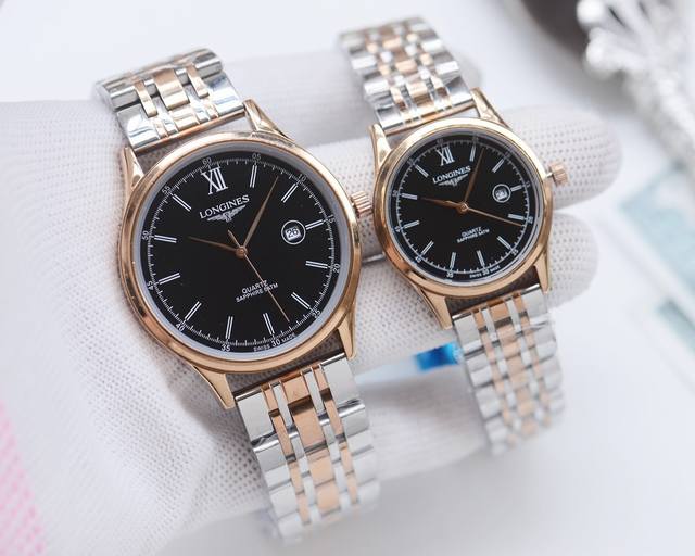 白壳 ，金壳 ，钢带20 品牌：浪琴-Longines 类型：情侣腕表 壳套：顶级版316精钢l 表带：进口小牛皮表带 316L精钢表带 机芯：进口石英机芯 镜