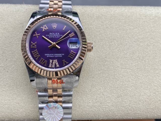 Sk Factory 女款 劳力士rolex 单历 日志型31Mm 直径 31Mm 机芯 搭载全自动机械机芯 圈口 劳力士ringcommand三角坑纹 光圈