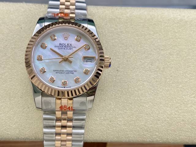 Sk Factory 女款 劳力士rolex 单历 日志型31Mm 直径 31Mm 机芯 搭载全自动机械机芯 圈口 劳力士ringcommand三角坑纹 光圈