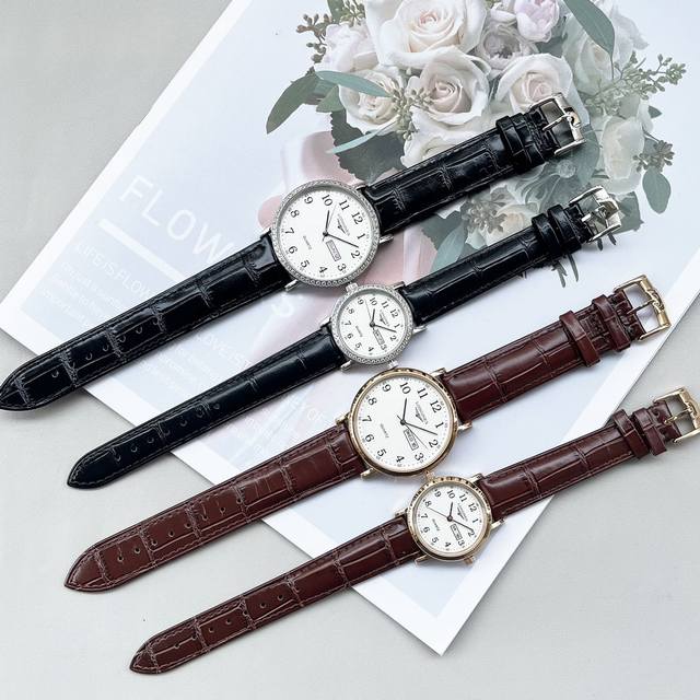 白皮 .金 .钢20.钻30浪琴-Longines 情侣对表 原装进口石英机芯 316L精钢表壳 直径男39Mm女29Mm 厚8Mm如果今天的阳光停止了它耀眼的