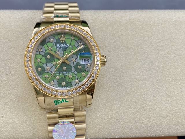 Sk Factory 女款 劳力士rolex 单历 日志型31Mm 直径 31Mm 机芯 搭载全自动机械机芯 圈口 劳力士ringcommand三角坑纹 光圈