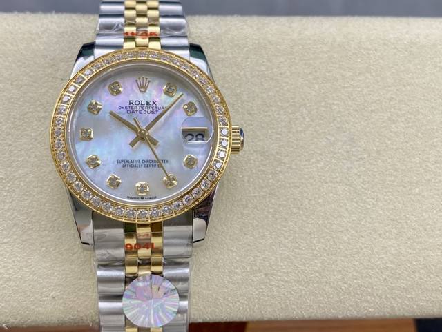 双头粒版本 Sk Factory 女款 劳力士rolex 单历 日志型31Mm 直径 31Mm 机芯 搭载全自动机械机芯 圈口 劳力士ringcommand三角