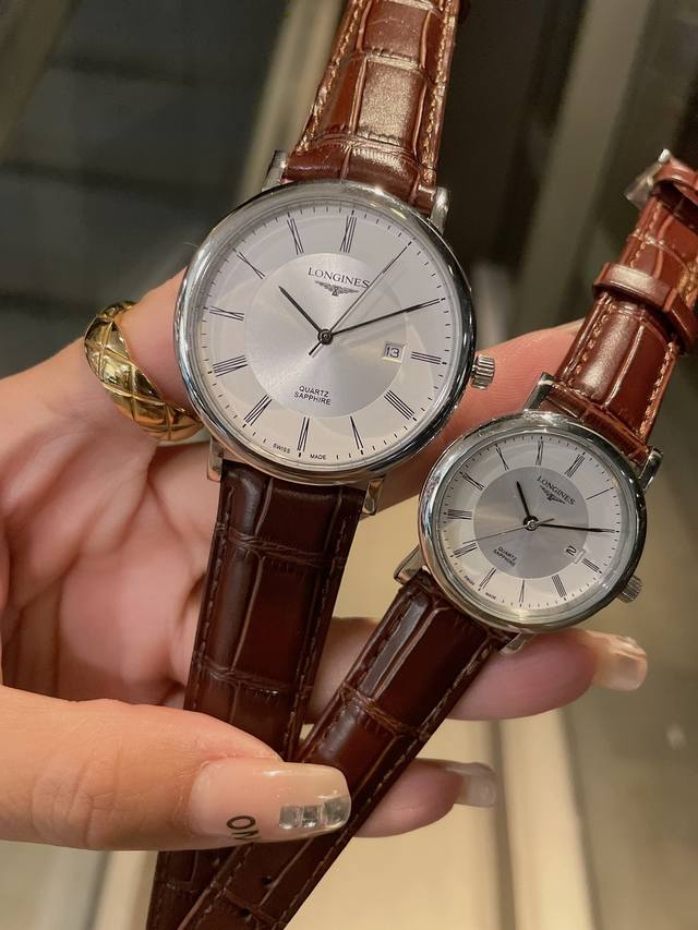 玫金 钢带20 浪琴 Longines 情侣对表 原装进口石英机芯 316L精钢表壳 镀膜水晶玻璃耐磨防刮 进口真牛皮表带 精钢表带 直径40Mm厚8Mm女直径