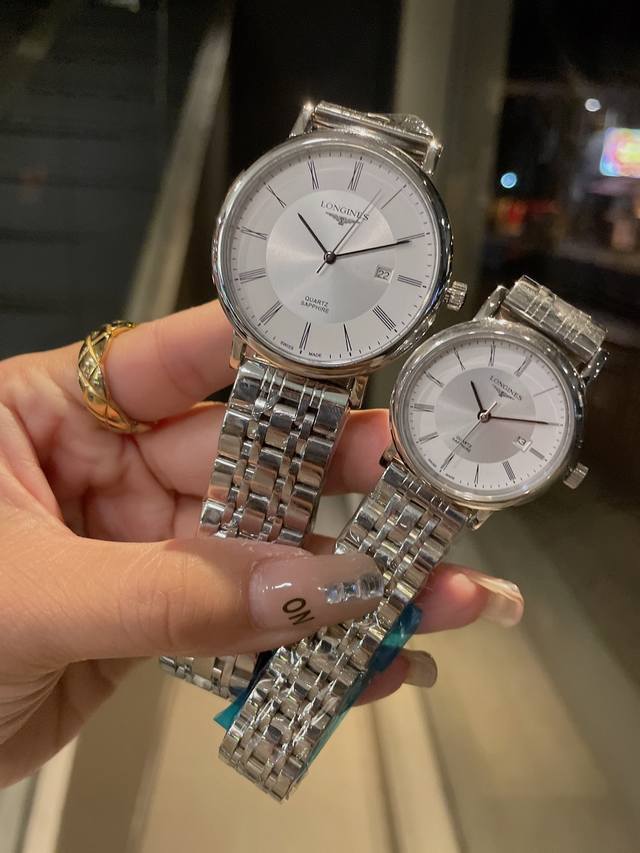 玫金 钢带20 浪琴 Longines 情侣对表 原装进口石英机芯 316L精钢表壳 镀膜水晶玻璃耐磨防刮 进口真牛皮表带 精钢表带 直径40Mm厚8Mm女直径